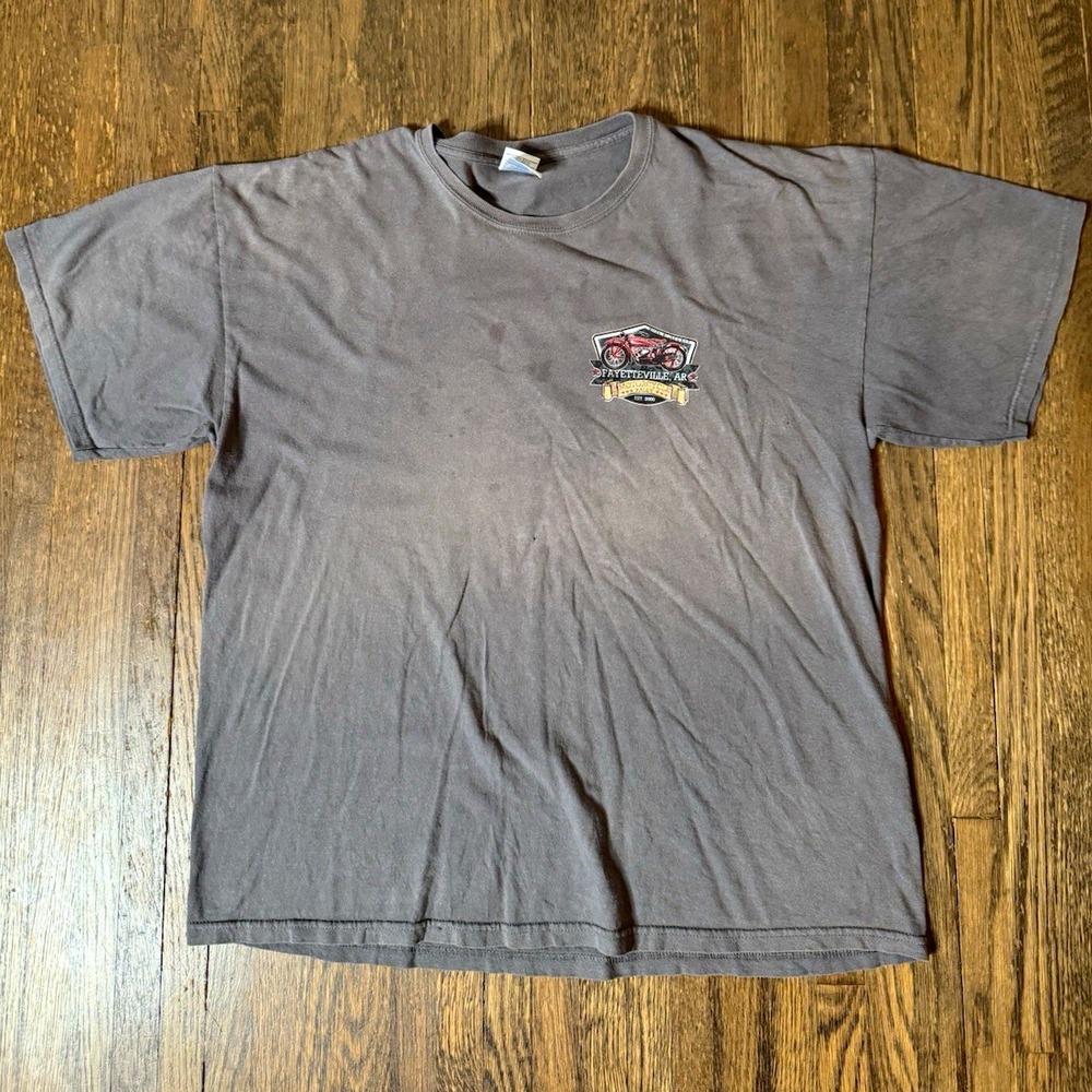 Vintage Fayetteville AR Bikes Blues & BBQ Rally T-Shirt XL Faded Distressed